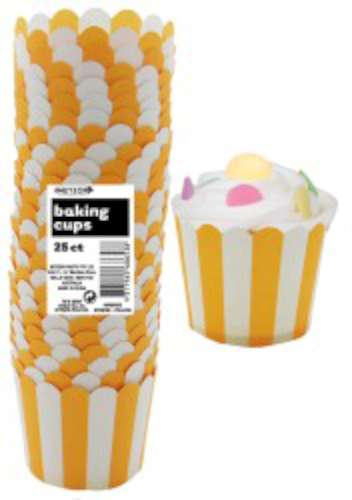 Baking Cups - Yellow Stripes - Click Image to Close